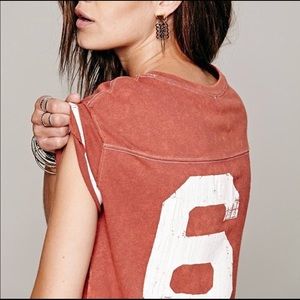 Free People Red 61 Varsity Tee Shirt